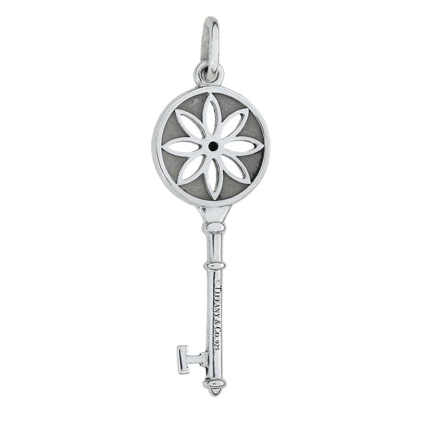 Tiffany & Co Diamond Daisy Key Sterling Silver Pendant | Purple